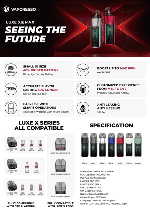 Kit Luxe XR Max 2 80W By Vaporesso - Image 4